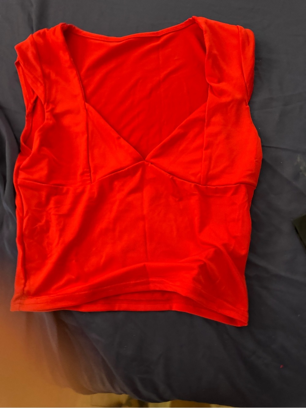 Women's Red V-Neck Sleeveless Top